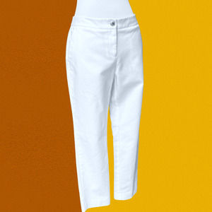 Vince Camuto Size 6 Winter White Short/Cropped Length Stretch Flat Front Slacks